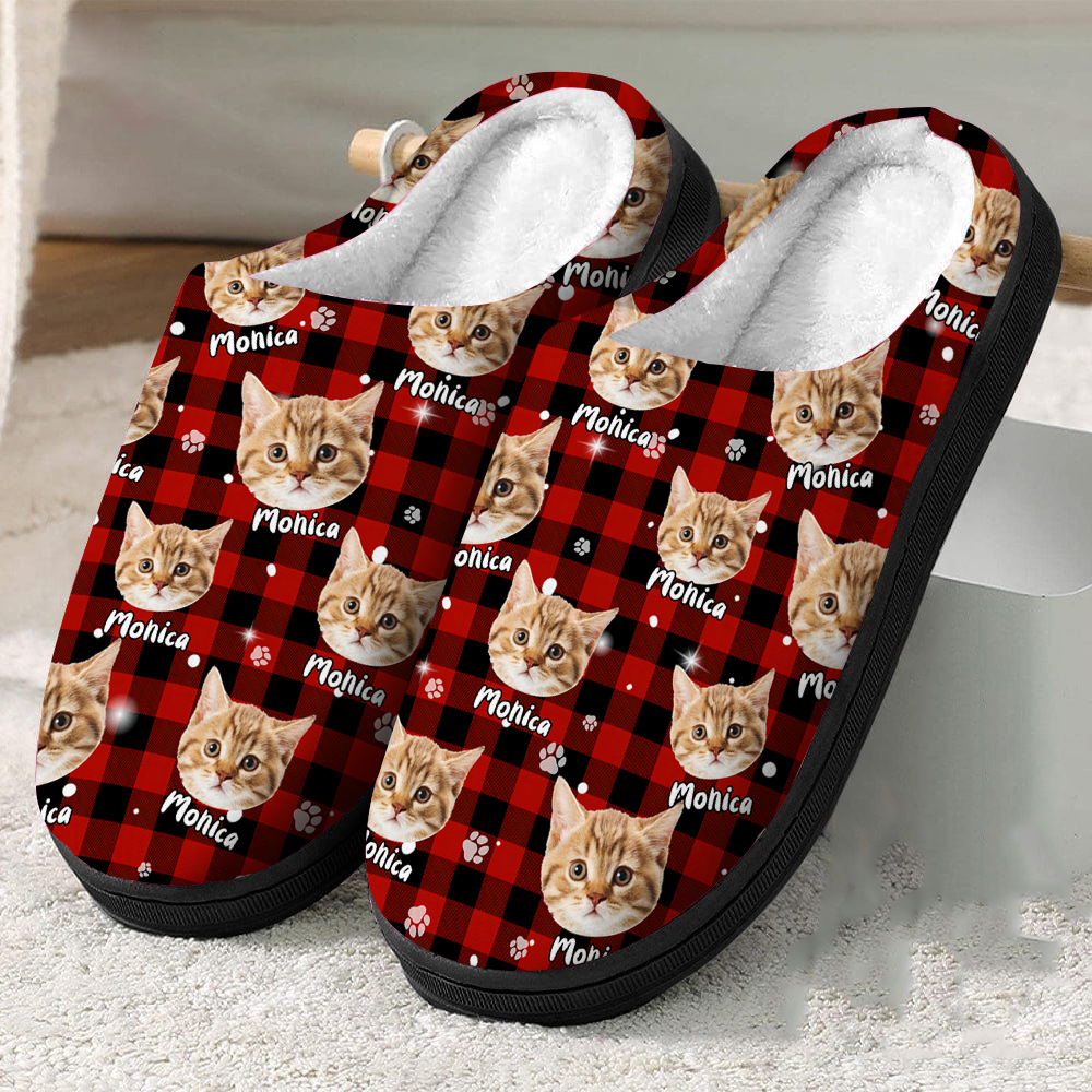 Benutzerdefinierte Foto Hund Katze und Accessoires Hausschuhe - Plüschhausschuhe Weihnachten 2024 - Weihnachtsgeschenk