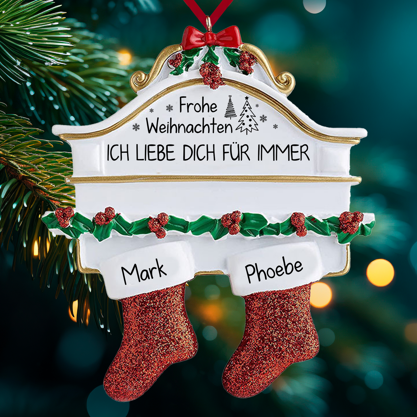 Familien-Weihnachtskamin-Ornament - 2024 Weihnachtsornament - Familien-Ornament