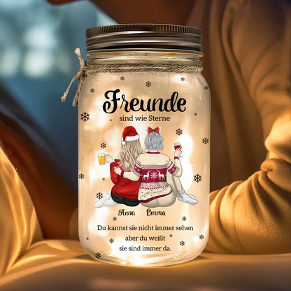 Personalisierte Mason Jar Solarlampe - Beste Freunde sind wie Sterne Licht - Weihnachtsgeschenk für Freunde