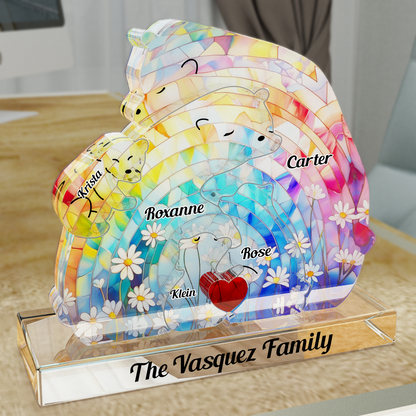 Liebevolle Bärenfamilie - Umarmung in der gemütlichen Jahreszeit - Acryl-Puzzle Haustierschnitzereien