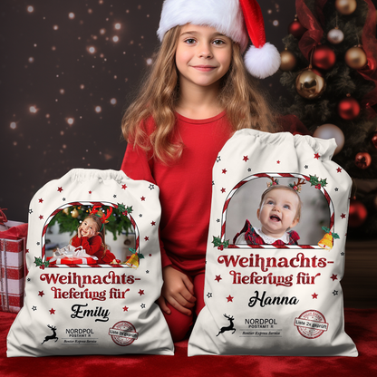 Glitzernde Weihnachts-Sonderlieferung Geschenksack - Personalisierter Weihnachtsmann sack - Weihnachtlicher Geschenkesack