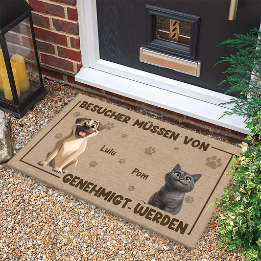 Besucher Müssen Von  - Individuelle Fußmatte Für Tierliebhaber - Geschenk Für Hundebesitzer Und Katzenliebhaber