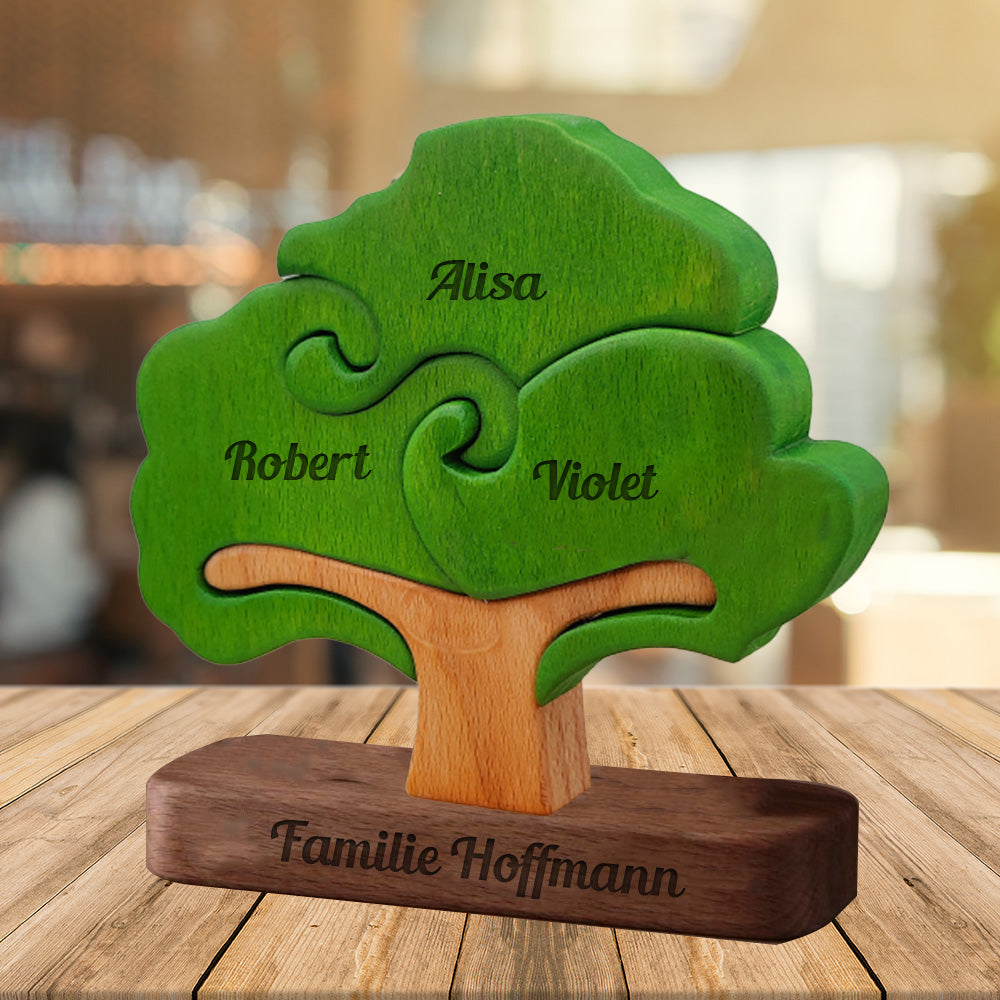 Personalisierter Lebensbaum aus Holz - Puzzle Holzfamilie - Holzbaum-Schnitzereien