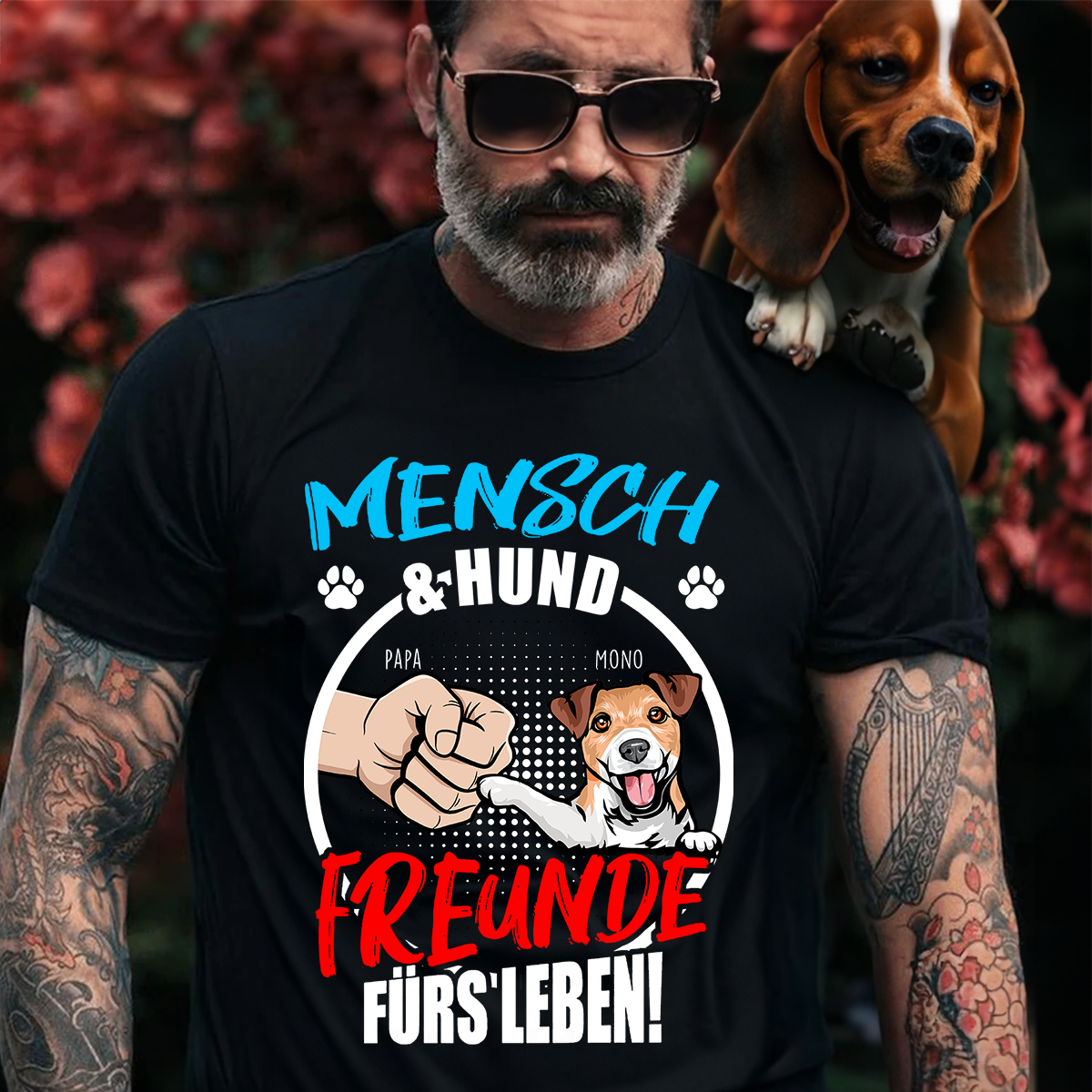 Mensch & Hund Freunde Fürs Leben! T-Shirt - Personalisiertes Hundeliebhaber T-Shirt