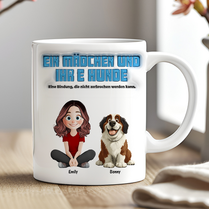 Ein Mädchen und ihre Hunde - Personalisierte 3D-Tasse