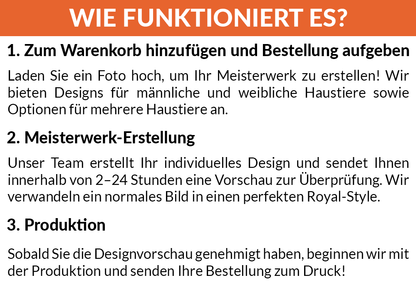 Königliches Haustier-Porträt, Hundeporträts auf Leinwand, Geschenk personalisiertes Poster Haustiergemälde